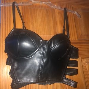 black leather croptop